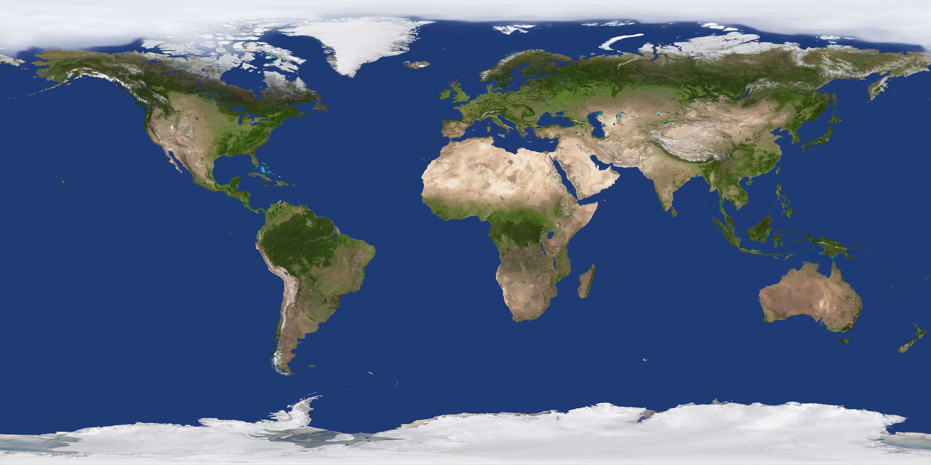 An overview of the world's land and oceans